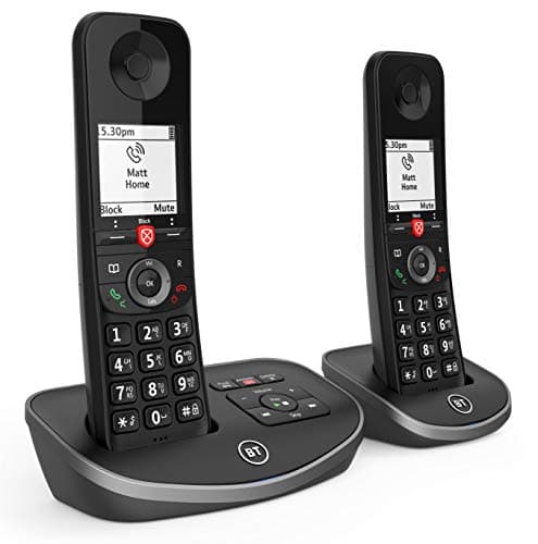 Image of BT Advanced Cordless Landline House Phone with 100 Percent Nuisance Call Blocker, Digital Answering Machine, Twin Handset Pack