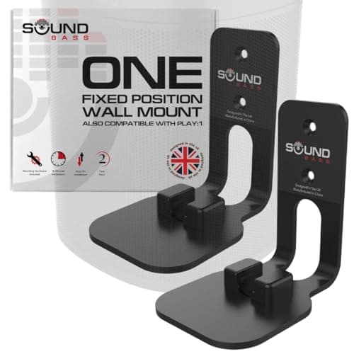 Image of Sound Bass ONE, ONE Gen 2, ONE SL & Play:1 Wall Mount Bracket, Twin Pack [2pcs], Black, Compatible with Sonos ONE, ONE Gen 2, ONE SL & PLAY1 Speaker