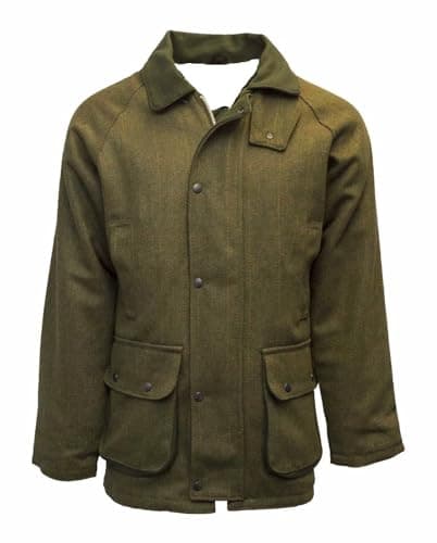Image of Gillicci Men's Warm Thick Heavy Tweed Padded Country Outdoor Hunting Game Shooting Fishing Farming Tweed Jacket Coat (UK, Alpha, L, Regular, Regular, Dark Green)