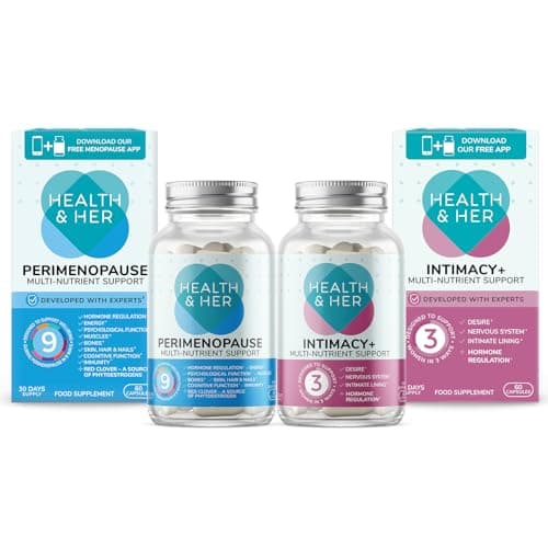 Image of Health & Her Perimenopause Tablets for Women - Daily Support and Intimacy Bundle - Supplements to Support Daily & Intimacy Wellbeing During Perimenopause - Vegan - 1 Month Supply (Bundle)