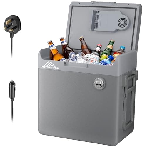 Image of 40L Electric Cool Box with Handles & Wheels, 12V Car Plug & 220-240V Mains, Hot & Cold Coolbox, Large Insulated Plug in Cooler Box, Durable Portable Cool Ice Box for Travel Camping Picnic Caravan