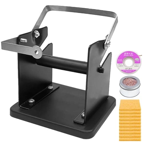 Image of HAAMNING7 Soldering Reel Stand Solder Related Equipment, Welding Wire Adjustable Roll Holder Dispenser Tool Accessories with Brass Wool, Cleaning Sponge, Solder Wick Braid