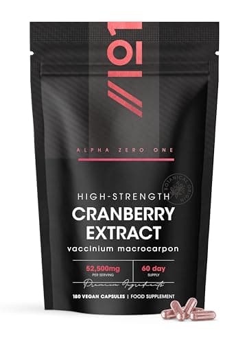 Image of Cranberry Extract 52,500mg – 180 Vegan Capsules – High Strength 50:1 Cranberry Extract (Vaccinium Macrocarpon) – Resealable and Recyclable Pouch by Alpha01