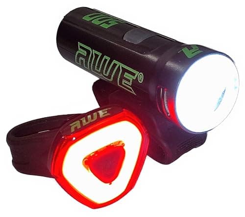 Image of AWE® AWEBlast™ 530 Lumens Super Bright USB Rechargeable Light Set Front/Rear Black CE Approved *SEE 360 VIDEO*