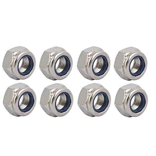Image of TA-VIGOR 8Pcs Hex Lock Nuts, M12 x 1.25mm Pitch Metric Fine Threaded Stainless Steel Insert Self-Locking Nuts for DIY & Motoring Projects