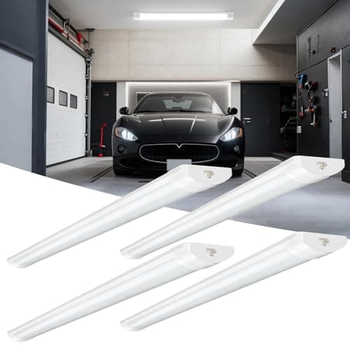 Image of papasbox Linkable LED Batten Light,6500K Daylight LED Fluorescent Strip Fitting for Garage,Workshop,Office,Wall,Kitchen,Shed,IP65 Waterproof Plug in Ceiling Light Strip,3FT,90cm,30W-3pcs