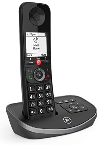 Image of BT 90638 Advanced Cordless Home Phone with 100 Percent Nuisance Call Blocking and Answering Machine, Single Handset Pack, Black