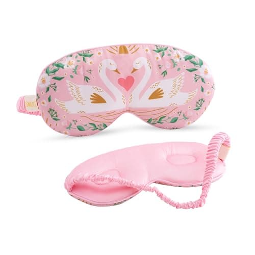 Image of SMUG Cloud Padded Satin Sleep Masks | Skin & Hair Friendly | Improve Sleeping | Plush Eye Cushions for Women & Men | Elasticated Strap | Premium Comfort | Home & Travel | Swans