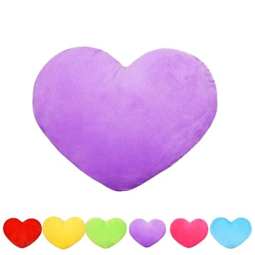 Image of Fadcaer Heart Decorative Pillow, Soft Plush Cushion, Cute Heart Shaped Cushion for Sofa, Bed, Dining, Gifts for Girls, Valentine's Day Gift (Purple, 30cm)