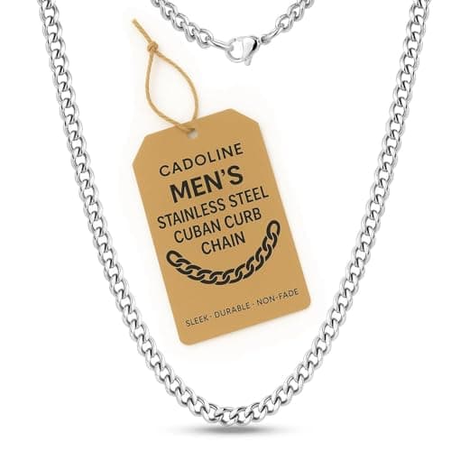 Image of Cadoline 316L Stainless Steel Necklace Mens Jewellery 3mm Curb Silver Chain 16 Inch