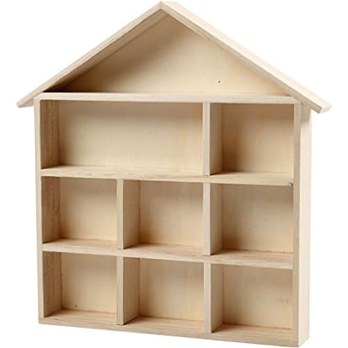 Image of Creativ 100263 House-Shaped Shelving System, Size 26x22 cm, H: 3,5 cm, Paulownia, 1pc, Wood