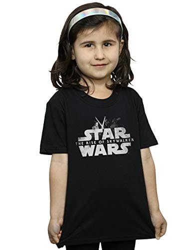 Image of Star Wars The Rise of Skywalker Rey and Kylo Battle Girls T-Shirt Black 7-8 Years