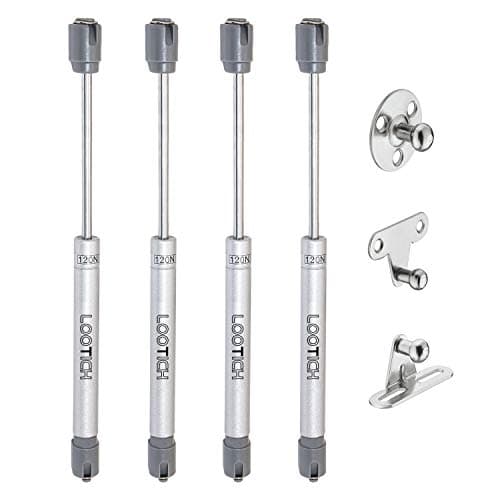 Image of LOOTICH 120N Automatic Lid Stay Support Kitchen Cabinet Cupboard Door Toy Box Hydraulic Spring Gas Strut Piston Soft Opening Hinges for Flap Fittings Pack of 4