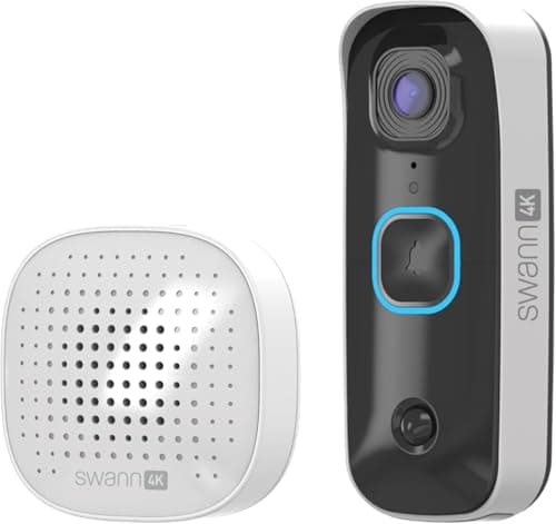 Image of Swann Buddy 4K Wi-Fi Wireless Video Doorbell Security Camera, Two-Way Audio, Motion Detection, Night Vision, Cloud Storage Home Surveillance Solution for Indoor & Outdoor Use