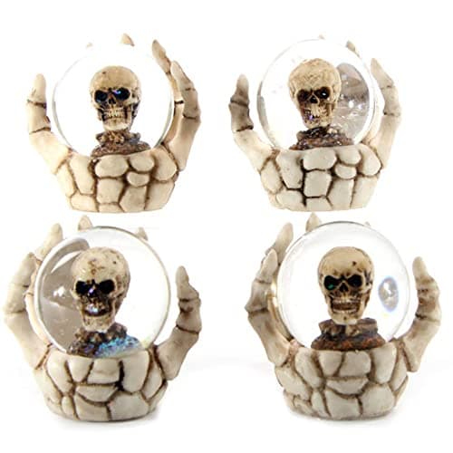 Image of Puckator Skull Snow Globe in Skeleton Hand Snow Globe - Fantasy Skulls And Bones Design - Home Decoration - Plastic Snow Globes For Adults - With Real Glass - Snow Dome Resin Beautiful Snow Globes Uk