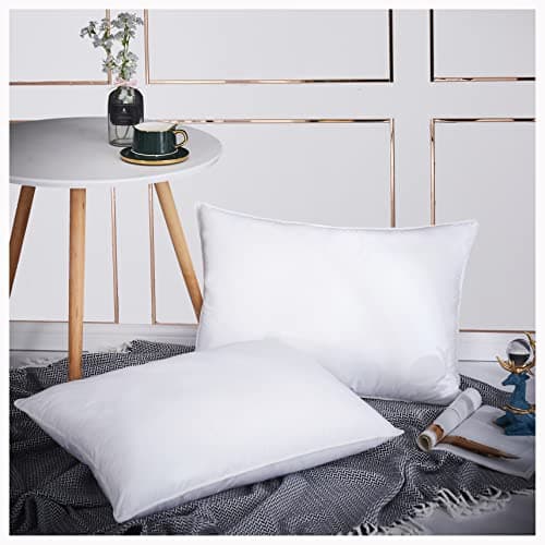 Image of 2pk Pair Duck Down Feather Pillow Continental TC600 Hypoallergenic White Cushions Square Insert Luxury Deluxe Best Hotel Quality Super Soft Warm and Cosy Anti Allergy Self-fabric (Duck Pillows 2pk)