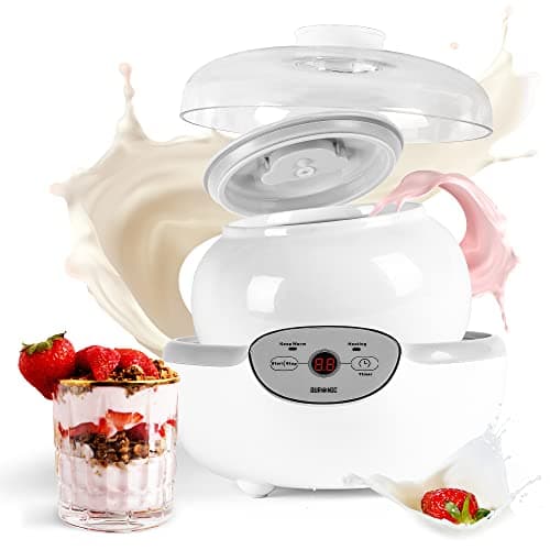 Image of Duronic Yoghurt Makers YM1 Electric Yogurt Maker with Large 1.5L Ceramic Pot Digital Yogurt Making Machine for Homemade Natural Greek Yoghurt 20W Soft Cheese Maker for Healthy Breakfast Protein Snack