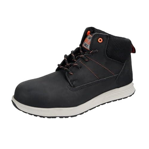 Image of Unbreakable Mens Vulcan Safety Boots Nubuck Leather Composite Toe Cap Non Metallic Metal Free Lightweight S3 SRC Slip Resistant Work Boots, Black, 3