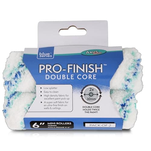 Image of Axus Decor Pro-Finish Roller, Medium Pile (Blue Series) Ultra Fine Finish, for Smooth & Semi Smooth Walls & Ceilings, for Mini Handles (6"/150mm Double Core,2 Pack)