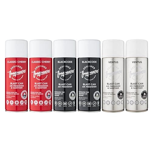 Image of Designer Fragrances 6 Pack Favourites Bundle - Luxury Air Freshener Blast Cans - For Home & Vehicles – Natural Oils, Lasting Smell, Dry Mist Quick Release Spray – Deodorise & Neutralise Odours – 300ml