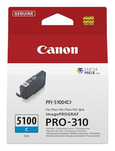 Image of Canon PFI-5100C Genuine Printer Ink Cartridge - High Performance & Fade Resistant Ink (1 x Cyan Cartridge) - Compatible with imagePROGRAF PRO-310