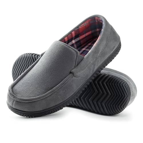 Image of RockDove Men's Alexander Flannel Lined Loafer Slipper, Size 8 UK Men, Charcoal