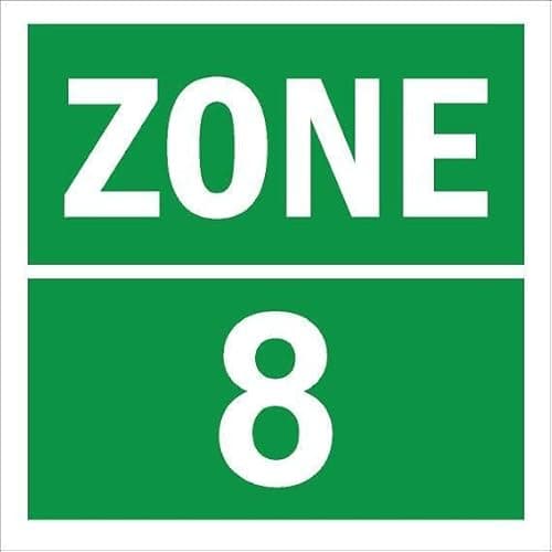 Image of Zone 8, square green sign - 1mm flexible Plastic sign (200mm x 200mm)