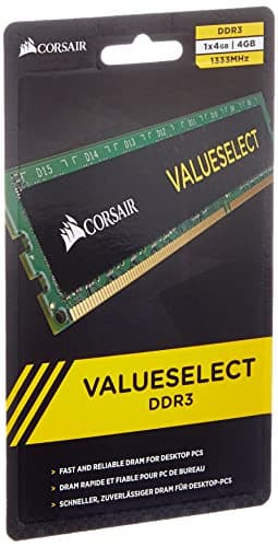Image of Corsair CMV4GX3M1A1333C9 Value Select 4GB (1x4GB) DDR3 1333 Mhz CL9 Mainstream Desktop Memory Module