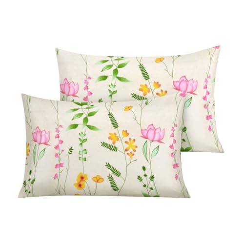 Image of RAYBedding Luxury Printed Floral Pillowcases Pair – 50x75cm with Envelope Flap, Soft Printed Pillow Covers