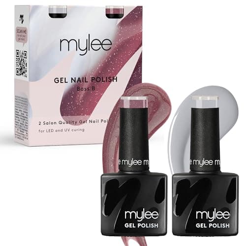 Image of Mylee Gel Nail Polish Duo Set 2xDuo Set 2x8ml [Boss B] - UV/LED Soak-Off Nail Art Manicure Pedicure for Professional, Salon & Home Use - Long Lasting & Easy to Apply