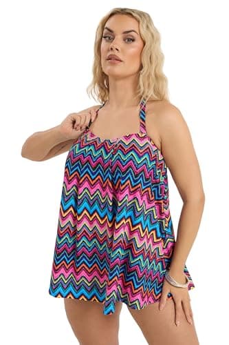Image of Yours Curve Black Chevron Print Tankini Top - Women's - Plus Size Curve