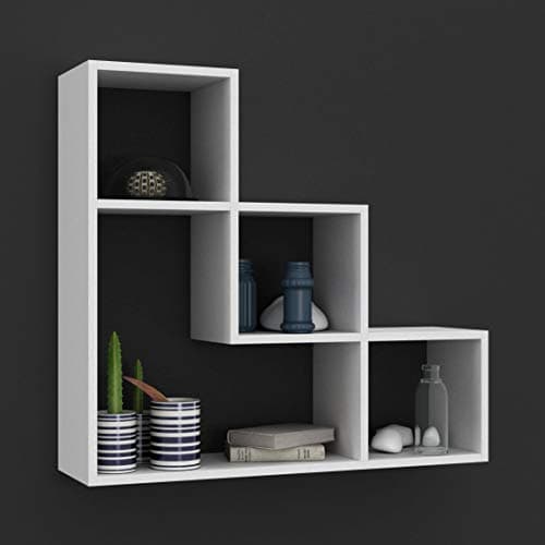 Image of URBNLIVING Lyon 3 Step Wooden Floating Wall Mounting Shelf Display Unit Book Storage Deco (White)