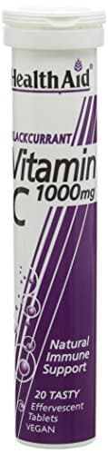 Image of HealthAid Vitamin C Blackcurrant Flavour Vegetarian Effervescent 1000mg 20 Tablets, Pack of 3
