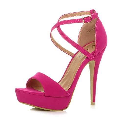 Image of Ajvani Womens Ladies mid high Heel Mary Jane Strap Evening Court Shoes Pumps, 3 UK, Pink