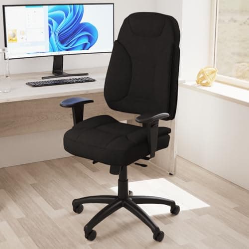 Image of OPO Galaxy Operator Chair with Arms | Operator Boardroom Chair with High Back Ergonomic Seat | Triple Lever Independent seat and backrest tilt Mechanism | Matching 5 Star Base and Arms Black Fabric