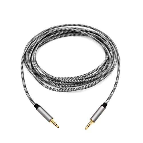 Image of JZK 3M 3.5mm Aux Cable, Male to Male Stereo Jack, Nylon Braided Headphone Audio Cable, Aux Jack Audio Extension Cable for headphone, car stereo, for iPod, for iPhone, laptop