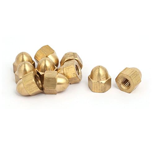 Image of Sourcingmap 10pcs M6 Female Thread Nut DIN1587 Dome Cap Head Hex Brass Tone