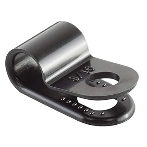 Image of TRHDFW 100x Nylon Plastic P Clips Black Fasteners for Conduit Cable Tubing & Sleeving
