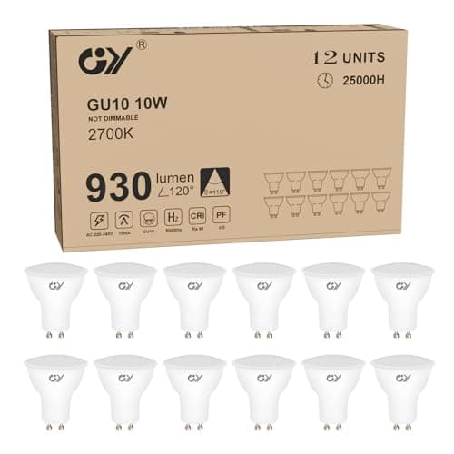 Image of GY GU10 LED Bulbs Warm White 2700K 10W 930lm, Energy Saving High Lumen Light Bulbs Equivalent to 100W,120° Wide Beam Non-dimmable, Pack of 12