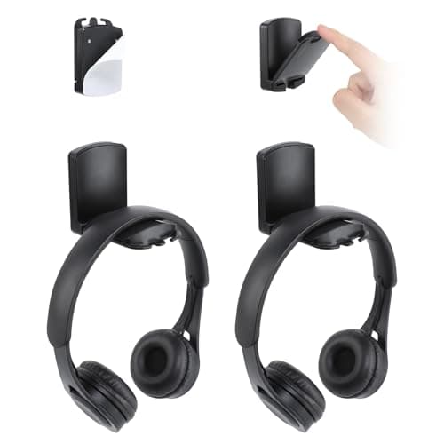 Image of aceyoon 2 Pack Foldable Headphone Stand, Gaming Headset Stand with Silicone Pad Desk Headphone Holder Adjustable Headphone Hanger Hook Mount Compatible for Xbox VR Headset
