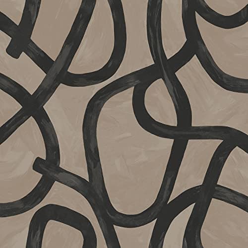 Image of Holden Linear Swirl Wallpaper - Modern Wallpaper for Living Room, Bedroom, Fireplace - Decorative Luxury Wall Paper with Abstract Swirls & Brushstroke Style Finish (Black & Taupe)