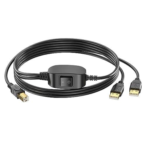Image of USB A to USB B Printer Cable Splitter, 2 in 1 Cord Switcher for Two Computers, Male to Male, 1.5m, Compatible with HP, Canon, Brother, Samsung, Dell, Epson, Lexmark, Xerox