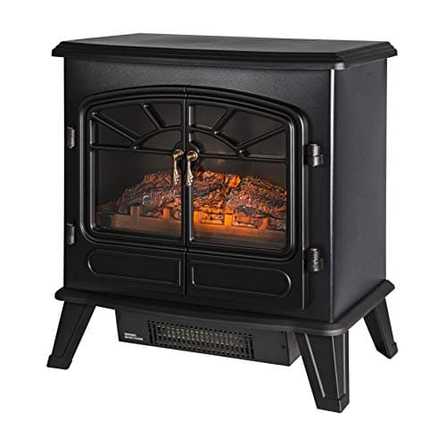 Image of Russell Hobbs RHEFSTV2003B 1.85 KW Freestanding Electric Stove Fire Heater with 2 Heat Settings, Adjustable Thermostat, Black, 30 m² Room Size