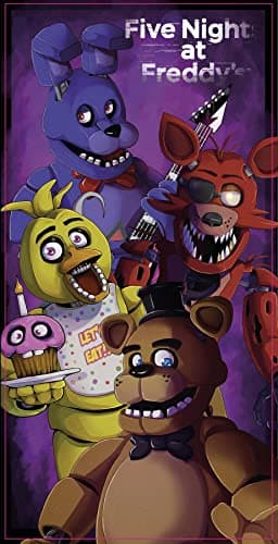 Image of FNAF FIVE NIGHTS AT FREDDY'S Beach Towel - Freddy Fazbear's Design - 100% Cotton- 70 x 140cm, Single Beach Towel
