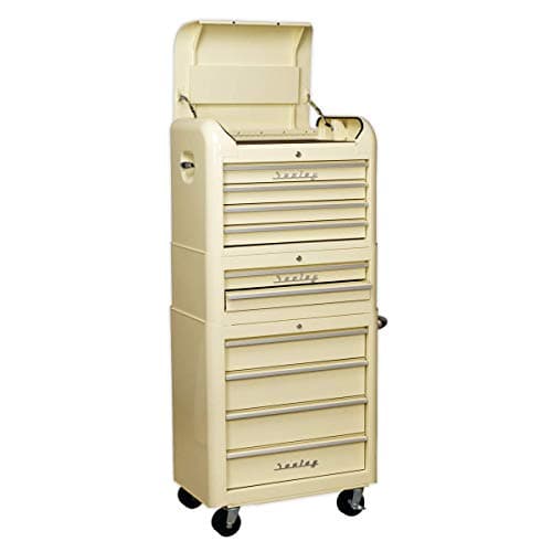 Image of Sealey Retro/Vintage Style Topchest, Mid-Box Tool Chest & Rollcab Combination 10 Drawer Cream AP28COMBO2