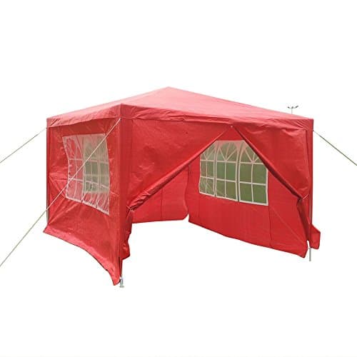 Image of PE Garden Gazebo Marquee Canopy Party Tent 3 x 3m 120g Waterproof Outdoor Gazebo (Red)