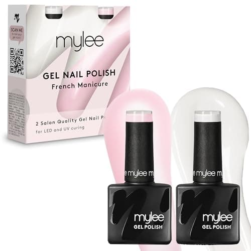 Image of Mylee Gel Nail Polish Duo UV/LED Soak-Off Nail Art Manicure Pedicure for Professional, Salon & Home Use - Long Lasting & Easy to Apply (French Manicure, 2x8ml)