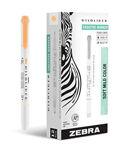 Image of Zebra Pen Mildliner Double-Ended Highlighter Marker Set, Broad and Fine Point Tips, Ideal for Bible Highlighting, No Bleed, Mild Orange Ink, 12-Pack (78190upc)