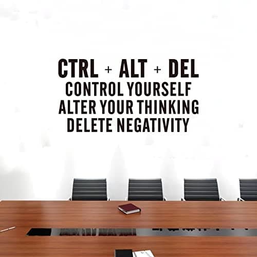 Image of SEATUNE Inspirational Quotes Wall Stickers - Office Gym Motivational Wall Decals - Office Desk School Classroom Positive Home Vinyl Art Wall Decor - CTRL+ALT+DEL 21"X11"