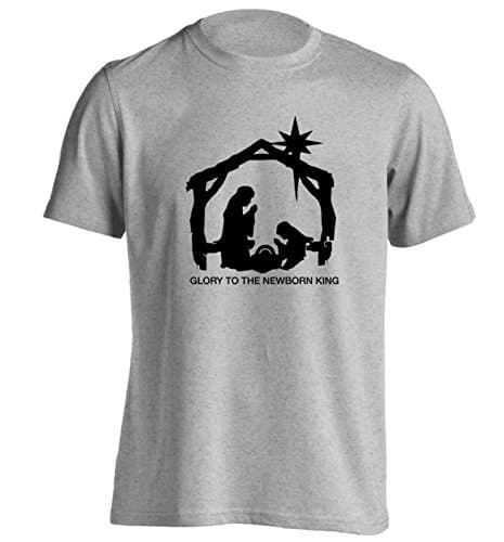 Image of Flox Creative Glory to The Newborn King T-Shirt Small - 2XL Grey